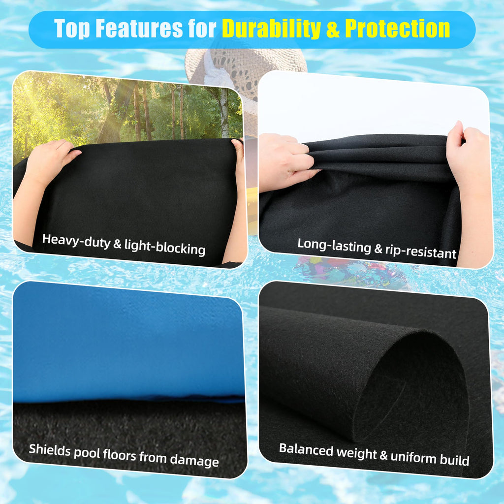 Whmayai 10ft Round Pool Liner Pad, 280g/㎡ Thickened Heavy Duty Above Ground Swimming Pool Ground Cloth, Under Pool Mat Protector for Bottom, Extend Liner Life