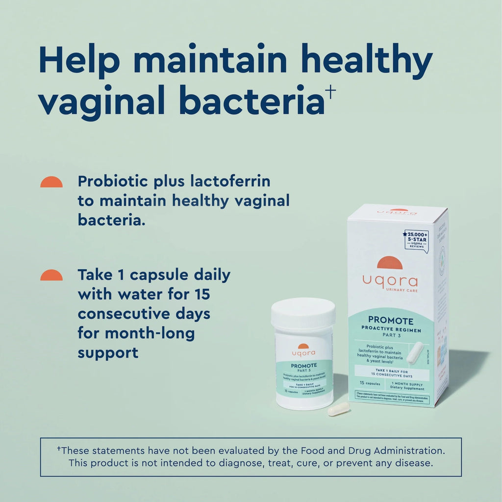 Uqora Promote - Support Vaginal Health* - Probiotic for Women with Lactoferrin, Lactobacillus Acidophilus & Lacticaseibacillus Rhamnosus - Vaginal Probiotics - Gluten-Free - 30 Capsules (2 Pack)