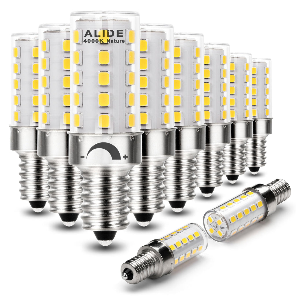 ALIDE E12 4000K Dimmable LED Light Bulb 5W,Replace 40W E12 Halogen Equivalent,T6 Base 120V E12 C7 LED Candelabra Bulbs Natural White for Pendant Chandelier Lighting,450lm,10Pack