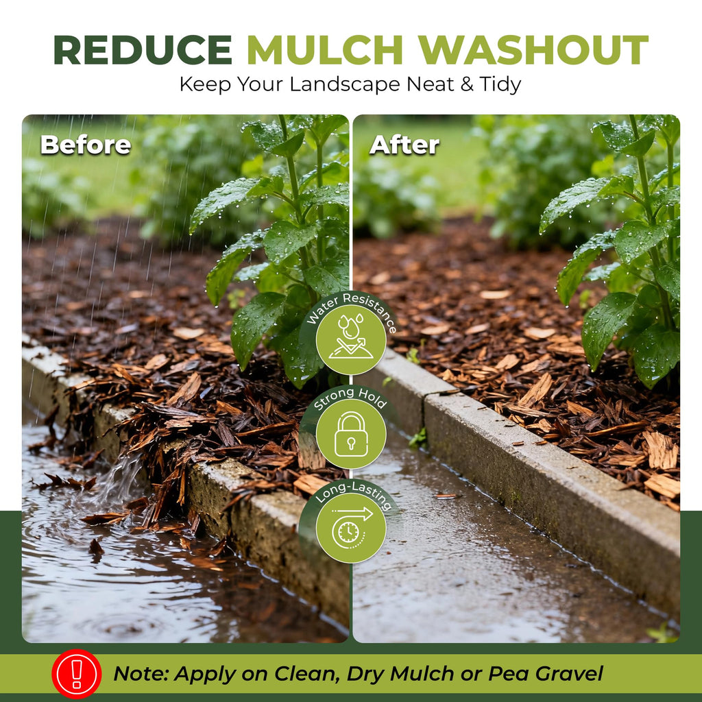 Mulch and Rock Glue for Landscaping - Cover Upto 200 sqft - 0.5 Gallon Mulch Glue for Rocks Outdoor Landscaping, Rock Glue for Pea Gravel, Fast-Drying Gravel Glue, Non-Toxic Gravel Binder