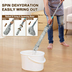 Kickleen Self Wringing Mop - Easy Squeeze Twist Mop with 52.5 Inch Long Handle, Heavy Duty for Hardwood, Tile, Vinyl & Laminate Floors (Gray)