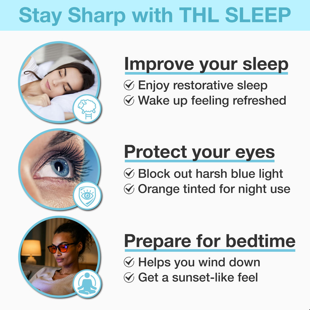 Orange Blue Light Blocking Glasses for Better Sleep - 99.5% Premium Acetate Orange Computer Migraine Glasses for Women & Men - Amber Gaming Glasses - Blue Light Blockers Gamer Glasses for Eye Strain
