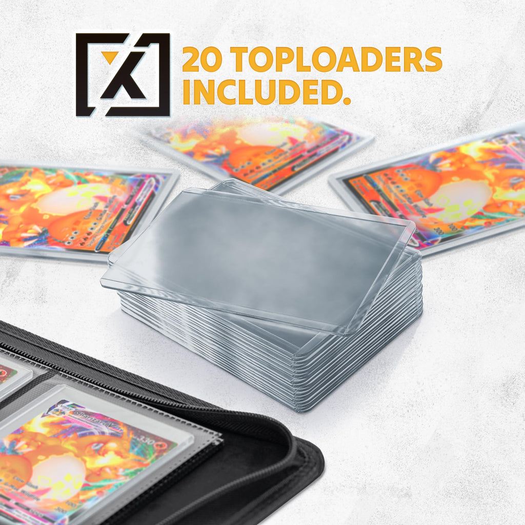 X PRO Toploader Binder | Holds 252 Toploaders | 20 Toploaders INCLUDED | 9-Pocket Top Loader Binder | Ringless Double-Sided Pockets | Top loader Binders for TCG, Sports | Premium Top Loader Storage