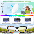 Madison Avenue 2 Pack Cateye Blue Light Blocking Reading Glasses for Women Spring Hinge, Vintage Computer Readers Eyeglasses Demi Brown +1.5