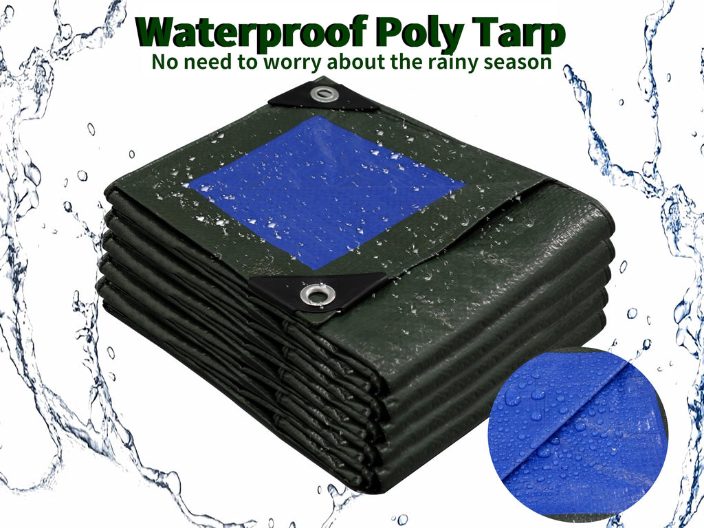 TARPAL 10x10 Feet Green Tarp Waterproof 6mil Small tarps Multipurpose Protective Cover All Purpose Poly Tarps Cover for Firewood Outdoor Furniture etc