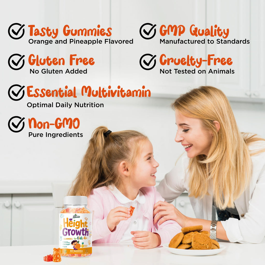 Juneno Height Growth Vitamins Supplement Gummies - Grow Taller for Teens Kids Boys Girls - Natural Height Increaser Maximizer Multivitamin