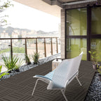 Goovilla Plastic Interlocking Deck Tiles, 9 Pack Balcony Flooring, 12"x12" Waterproof Outdoor Flooring All Weather Use, Patio Floor Decking Tiles for Porch Poolside Backyard Concrete, Dark Coffee