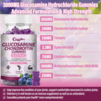 CocoaNee 2 Packs 3000MG Glucosamine Chondroitin Gummies, Extra Strength Joint Support Supplement with MSM & Elderberry, Flexibility, Antioxidant Immune Support Gummy for Adults, Men & Women 120Cts