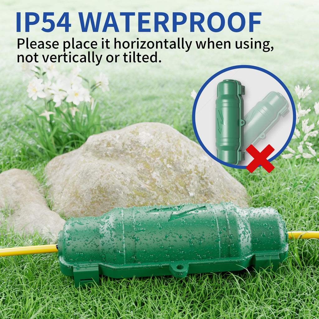 Cismorvex 7 Pack Outdoor Extension Cord Safety Cover with Waterproof Seal IP54 Water-Resistant, Weatherproof Electrical Connection Box with 2 Latches, Plug, Socket, Holiday Decoration Light, Green
