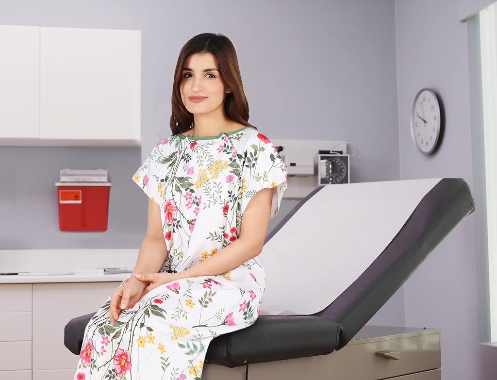 Utopia Care Women's Hospital Gown Soft Comfortable and Stylish Patient Gown, Small-Medium, Floral White