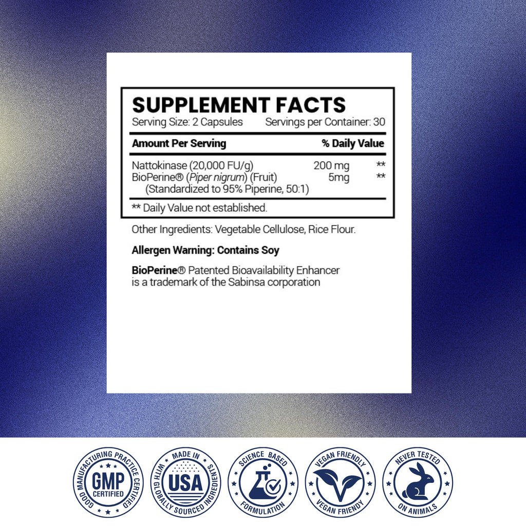 Research Verified Nattokinase - 4000 FU - Circulatory Support - BioPerine, No Vitamin K2-60 Capsules - Pack of 3