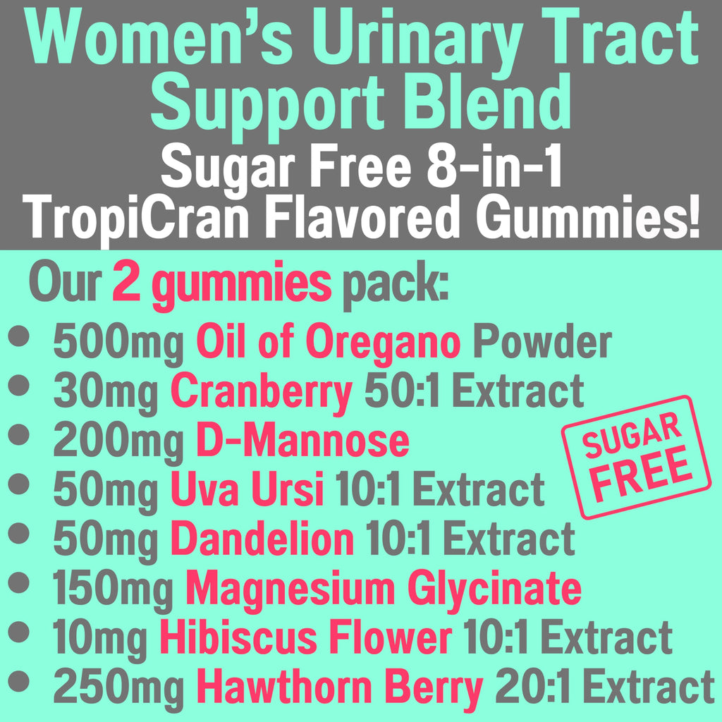 SHIZAM Oil of Oregano D-Mannose Dandelion Root Hawthorn Berry Extract Uva Ursi Gummies with Hibiscus Cranberry Magnesium Glycinate for Women