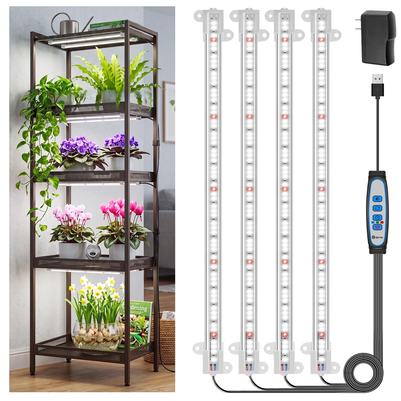 Wiaxulay 16in Plant Grow Light Strip for Indoor Growing, Full Spectrum 15W