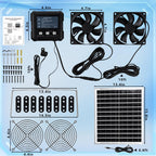 YRKUOEFD Solar Fan for Chicken Coop with 2 Fans and 3 Modes Controller Solar Exhaust Fan for Dog House Greenhouse Shed Outside Solar Powered Fans for Intake or Exhaust Vent Cooling