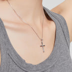 M SHUYUN Silver Cross Necklace for Mother's Day, Handcrafted from S925 Sterling Silver, White Gold Plated. Timeless Design, Bringing Luck, Protection & Faith. Cross Faith Pendant Necklace for Women.