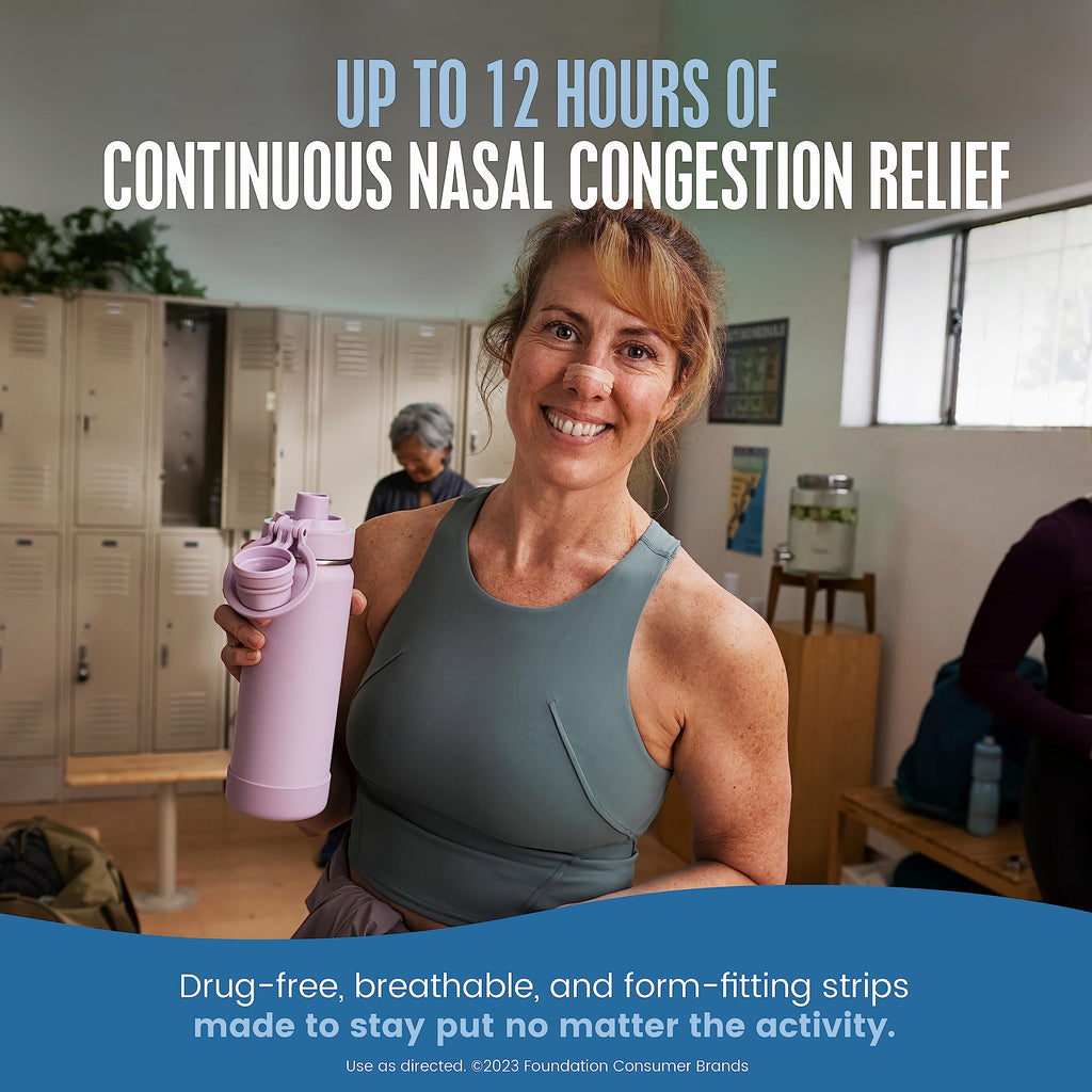 Breathe Right Nasal Strips, Extra Strength Tan Nose Strips, Drug-Free Nasal Congestion Relief for Better Breathing, Help Relieve Snoring, Caused by Colds & Allergies, Deviated Septum, 30ct
