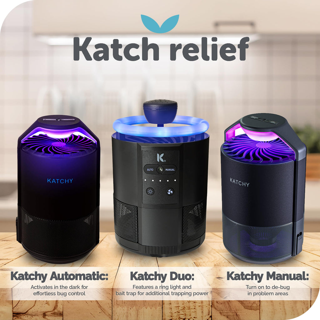 KATCHY Indoor Insect and Flying Bugs Trap Fruit Fly Gnat Mosquito Killer with UV Light Fan Sticky Glue Boards No Zapper White