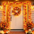Runleo 4 Pack Fall Decorations Maple Leaf Lights Garland Total 40 ft 80 LED