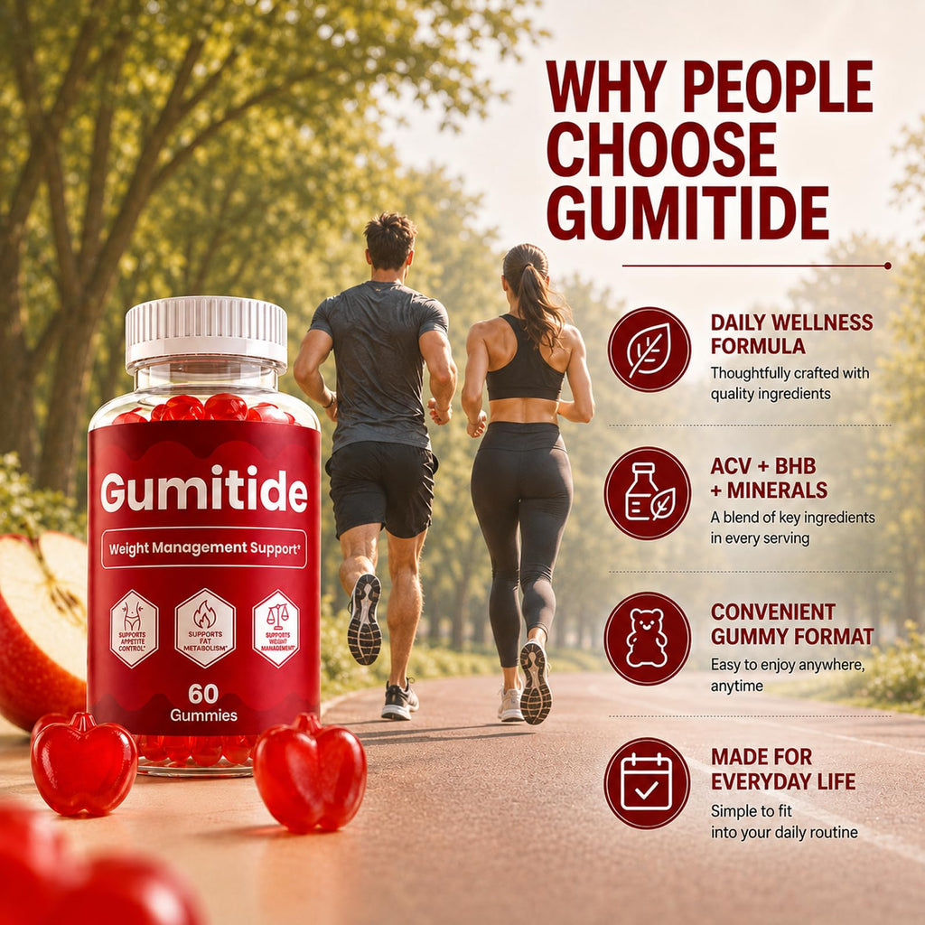 Gumitide Gummies, Made with Apple Cider Vinegar, BHB and Mineral Blend, Simple Chewable Format for Adults, Home Office and Travel, 60 Count (1 Pack)