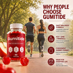 Gumitide Gummies, Made with Apple Cider Vinegar, BHB and Mineral Blend, Simple Chewable Format for Adults, Home Office and Travel, 60 Count (1 Pack)