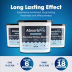 Absorb Pro - Moisture Absorber Tub with Activated Charcoal - 3-Pack - 18 oz Disposable Odor Eliminator Box & Dehumidifier for Garage, Home, Kitchen, Bedroom, Bathroom, Closet, Cars, and Boats