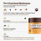 Petsmont Buddy Guard for Lumps and Bumps, Lipoma for Dogs & Cats, Patent Pending Organic 9 Mushroom Powder Blend Natural Dog Probiotic & Immune Support Chaga, Reishi, Lion's Mane, Turkey Tail Mushroom