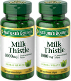 Nature's Bounty Milk Thistle, Herbal Health Supplement, Supports Liver Health, 1000 mg, Rapid Release Softgels, 50 Ct (Pack of 2)