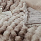 COOVA Soft Bubble Faux Fur Throw Blanket, 50"x60", Tie-dye Brown