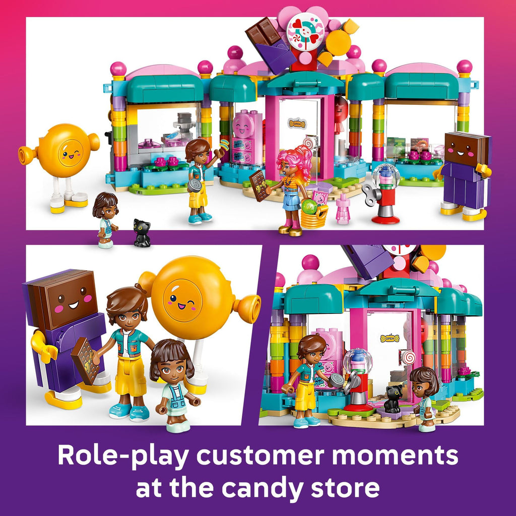 LEGO Friends Heartlake City Candy Store Building Toy - Pretend Play Set for Kids, Girls and Boys, Ages 6+ - Gift for Birthdays - with 2 Minidolls, a Micro-Doll, and a Cat Figure - 42649