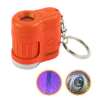 Carson MicroMini 20x Lighted Compact Pocket Microscope, UV and LED Flashlight, Orange (MM-280O)