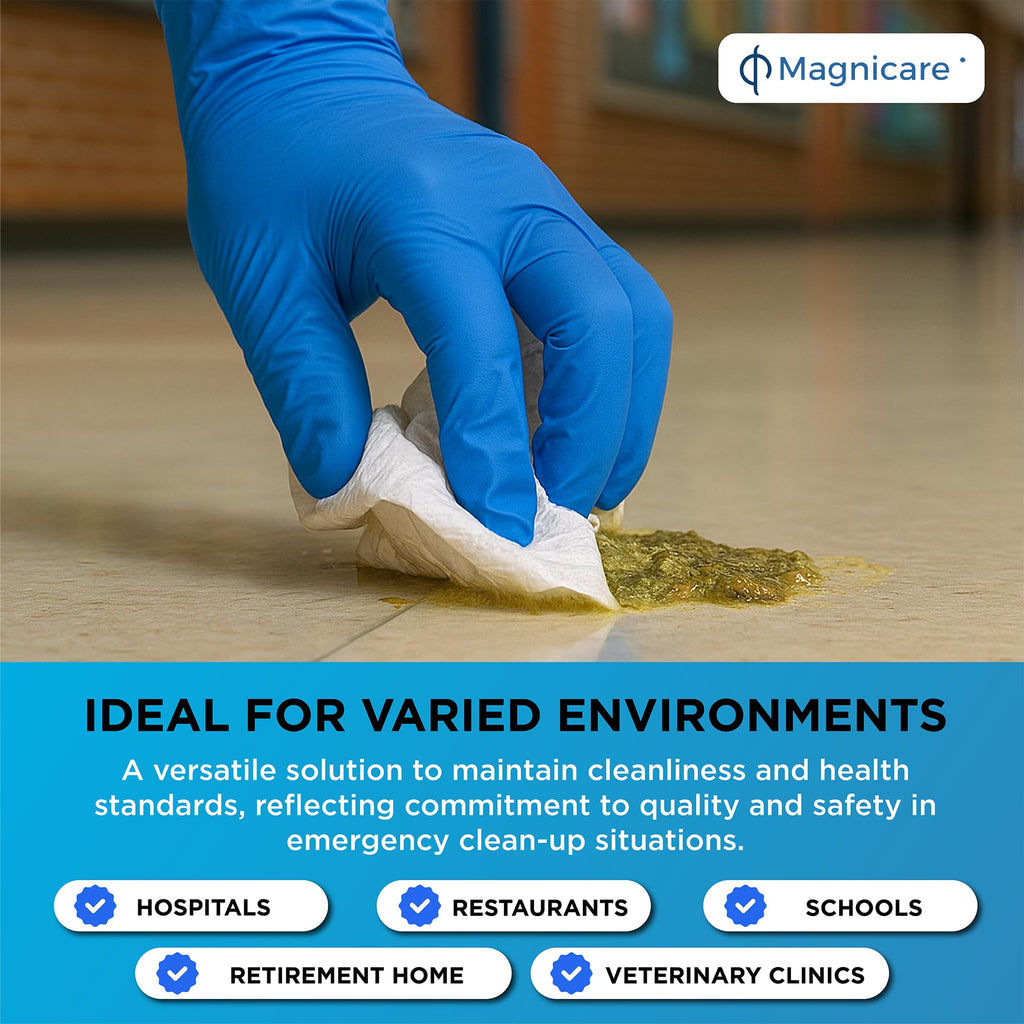 Magnicare First Response Spill Kit - Be OSHA Compliant | Bloodborne Pathogen & Vomit Cleanup Kit: Comprehensive Spill Response for Bodily Fluids, Ideal for Schools, Restaurants, clinics (10pack)