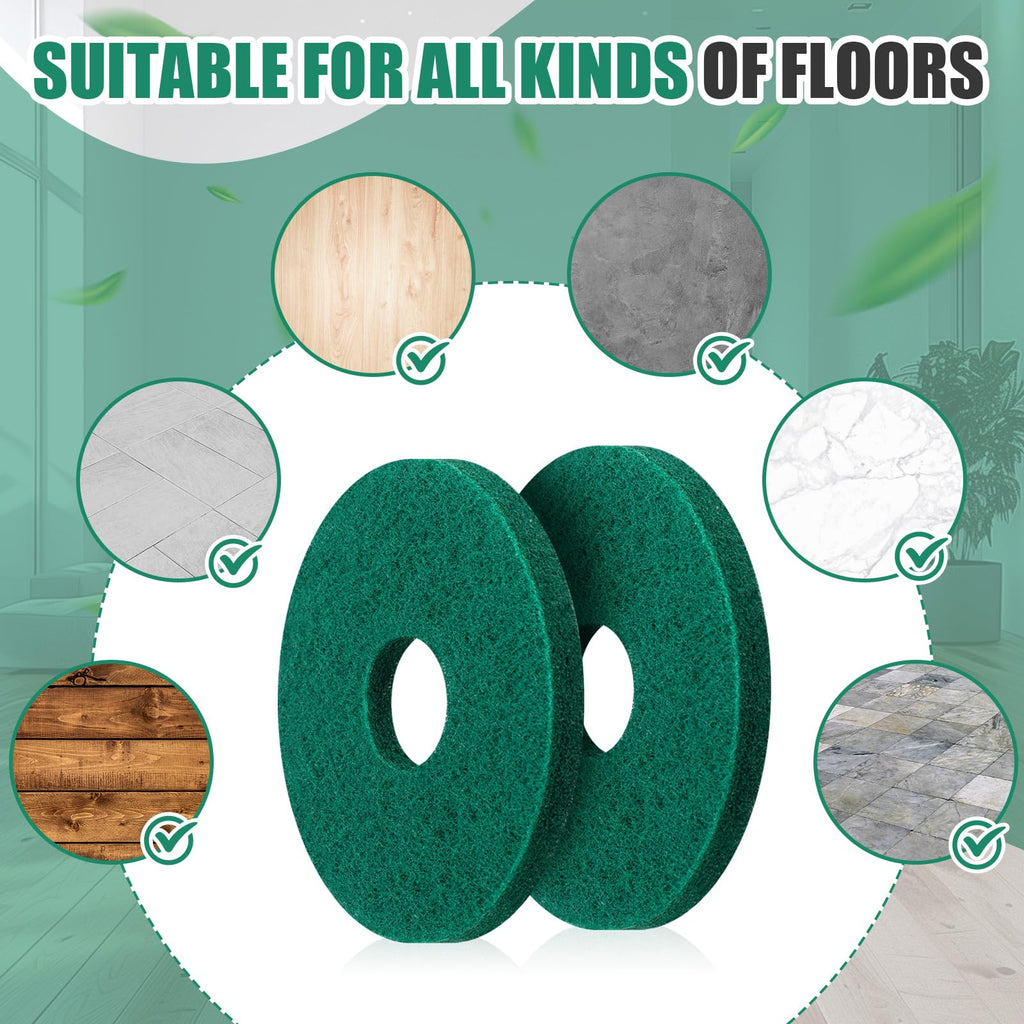 Teenyyou 5 Pcs 12" Cleaning Orbiter Pads Commercial Floor Buffer Pads Hardwood Floor Maintenance Scrubber Polisher Cleaning and Stripping for Orbiter Machine (Green)