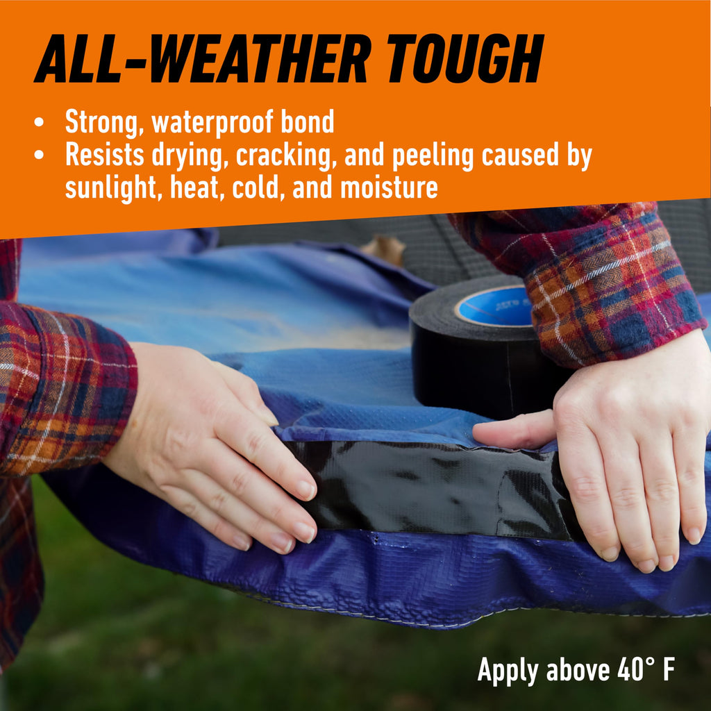 GORILLA All Weather Duct Tape, Black, 1.88 in x 25 yd, 2-Pack