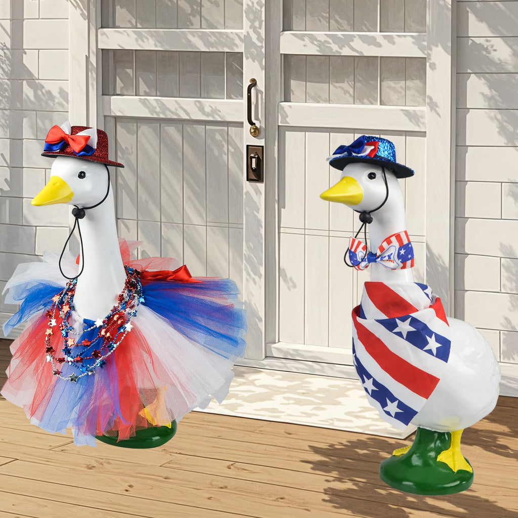 2Sets 4th of July Porch Goose Outfits-Independence Day Porch Goose Clothes