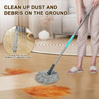 Kickleen Self Wringing Mop - Easy Squeeze Twist Mop with 52.5 Inch Long Handle, Heavy Duty for Hardwood, Tile, Vinyl & Laminate Floors (Gray)