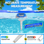 Sinbyuer 2025 Solar Digital Pool Thermometer with Dynamic Light Show | Floating Pool Temperature Thermometer - Oversized LCD Screen for Easy Readings | Pools Temperature Gauge for Hot Tubs & Spas