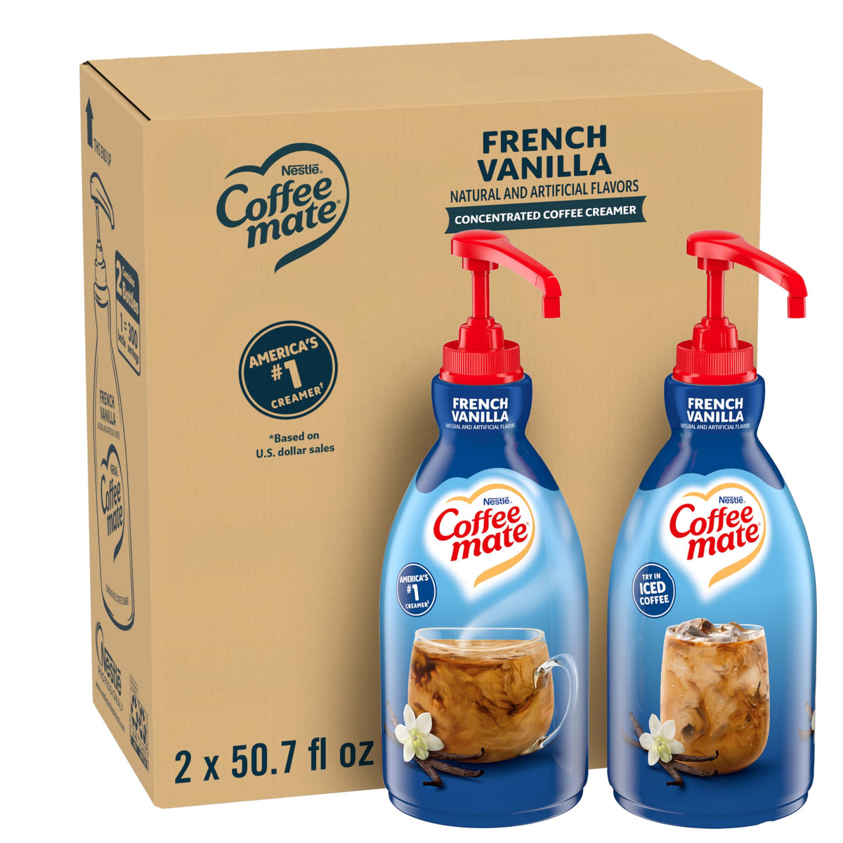 Nestle Coffee mate French Vanilla Non-Dairy Creamer Pump, 50.7 oz, 2-Pack
