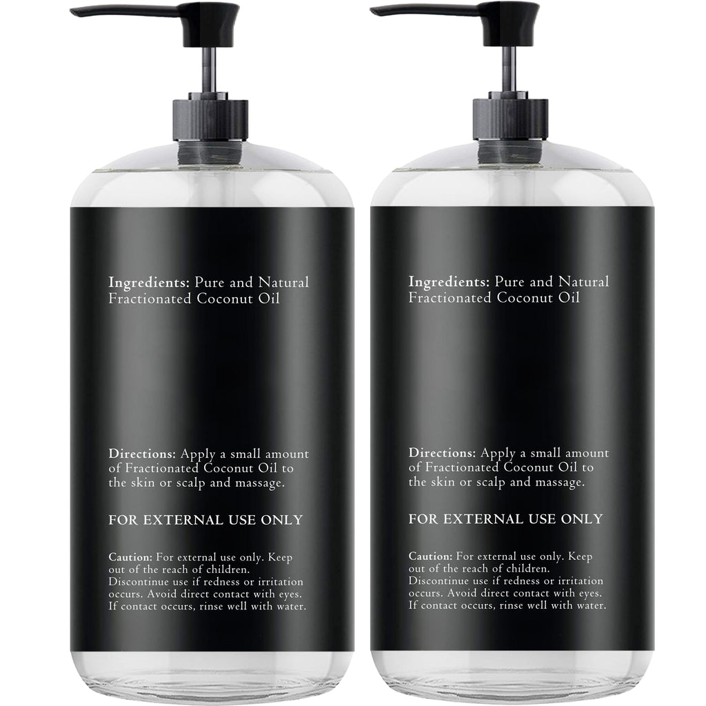 Essentially KateS Fractionated Coconut Oil 33.8 Fl Oz (2 x 16 Fl Oz) - Pack of 2 - Body Oil, Massage Oil, Hair Oil, Carrier Oil for Essential Oils - No Scent