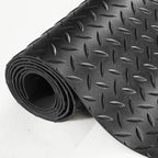 VEVOR Diamond-Plate Rubber Flooring Roll, 3 mm x 4 ft x 8 ft Floor Mat, SBR Rubber Roll, Easy to Clean, for Under Cars, Garage, Industry, Gym, Black