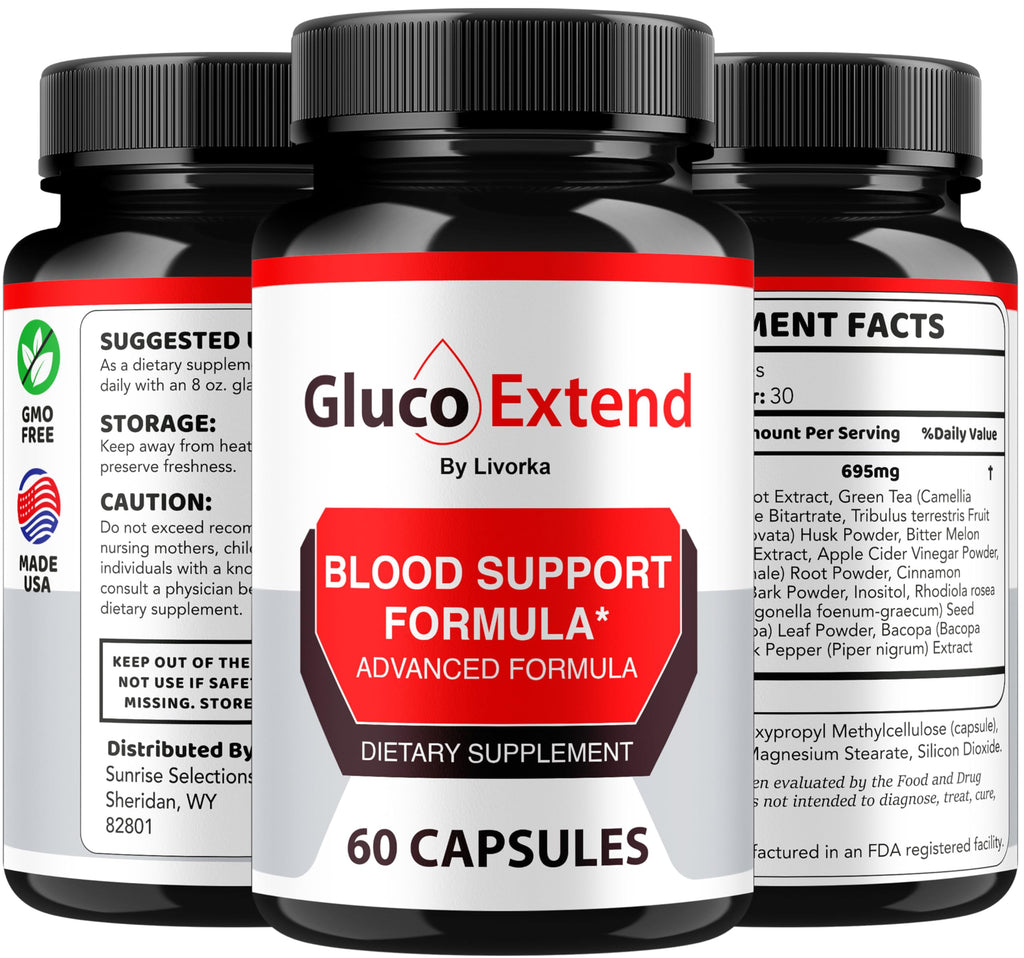 Gluco Extend - Gluco Extend Capsules Supports Healthy Levels All Natural Ingredients, GlucoExtend Pills Maximum Strength, Glucoextend Advanced Supplement Formula, 60 Capsules for 1 Month