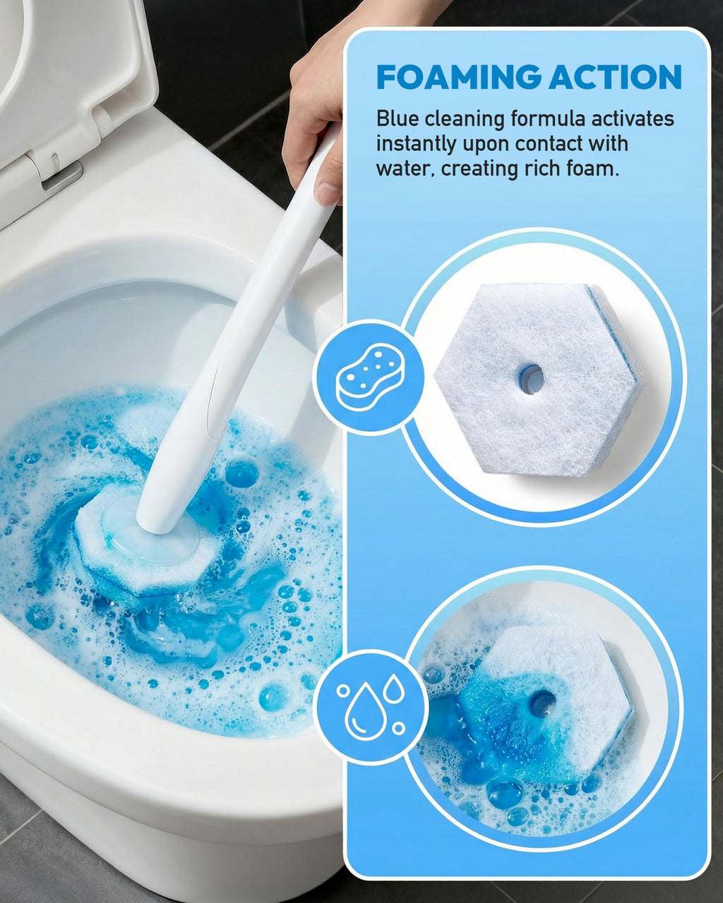 Disposable Toilet Wand Refill Compatible with Clorox Toilet Brush, 50 Count Disposable Heads for Deep Cleaning