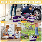 Collapsible Mop Bucket for Cleaning with Handle, Silicone Square Wash Bucket for Windows Cleaning Car Washing,Cleaning Supplies Organizer Plastic Water Bucket