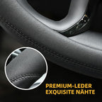 Valleycomfy Microfiber Leather Steering Wheel Cover Universal 15 inch (Black)