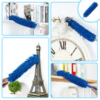 ZZ LAZYCOTTAGE Duster, Microfiber Dusters with 2 Handle Sets, Durable 15-98.1 Inches Long Telescopic Rod, Washable, Feather Dusters for Cleaning Cobweb and Ceilings Fans, 5 Pack (Blue)