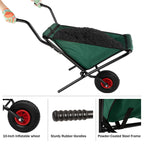 Pure Garden Folding Wheelbarrow with 80lb Capacity, Green