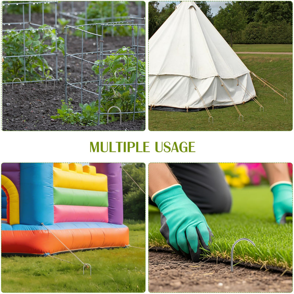 Whonline 200 Pack Landscape Staples, 6 Inch Round-top Garden Stakes