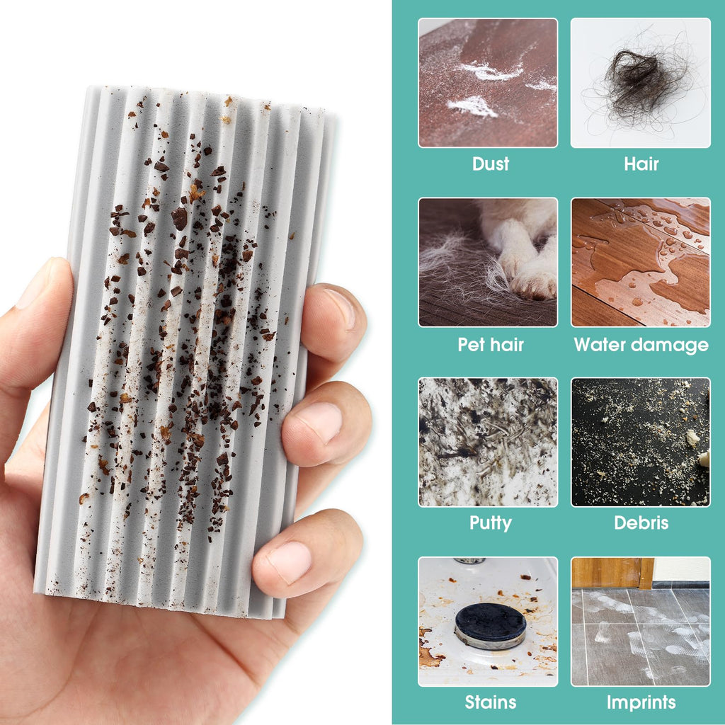 8 Pack Damp Dusting Sponge Duster, Grey Dust Cleaning Sponge, Reusable Household Cleaning Sponge Tool for Blinds, floorboards, Fan Blades, Vents, Glass, Railings, Mirrors
