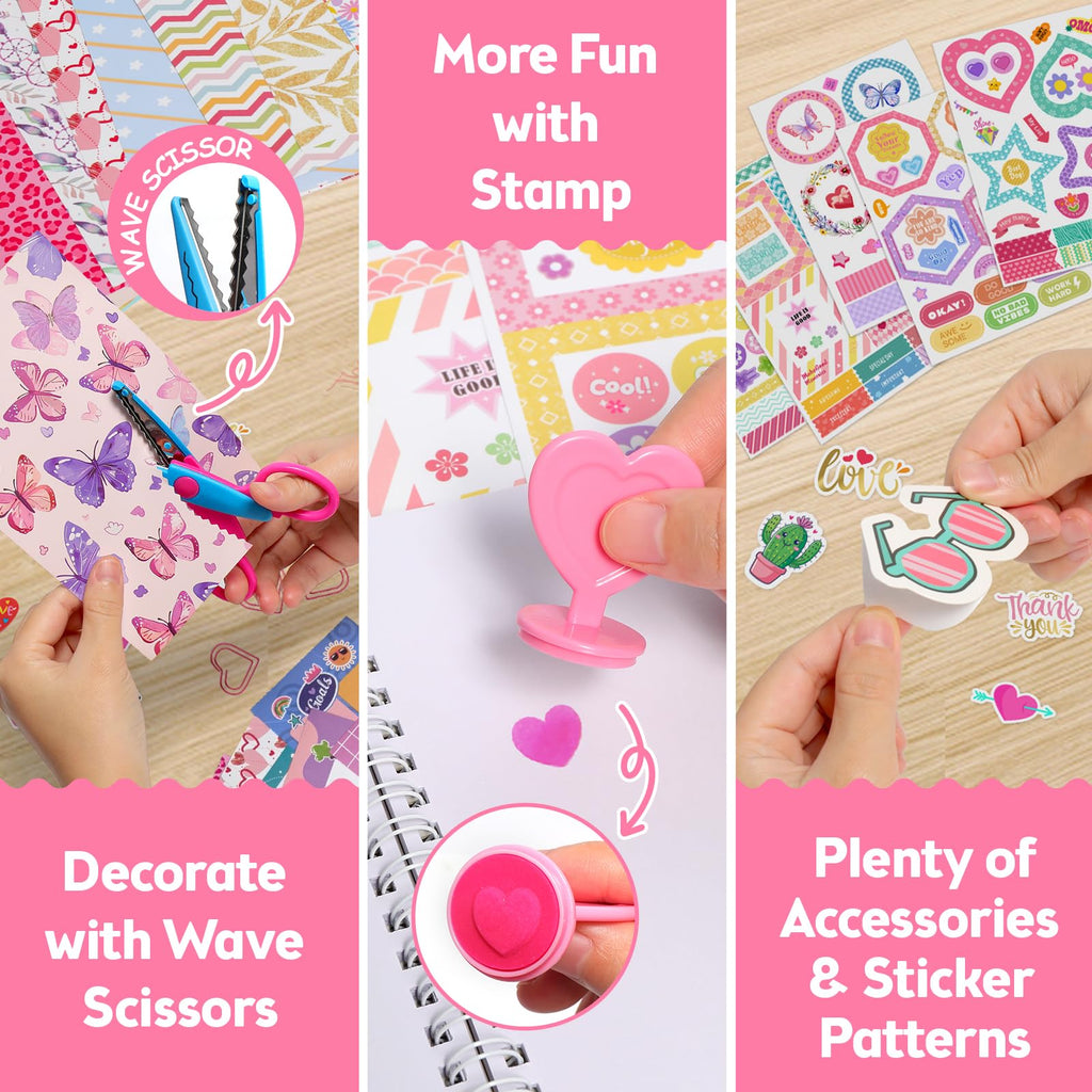 Axirata 2-Pack DIY Journal Kit for Girls, Journal Set for Tween & Teen Girl 6-8-14 Year Old, Scrapbook & Diary Supplies Toy Set, Art & Crafts Stationery Kit Birthday Christmas Ideal Gift for Girls