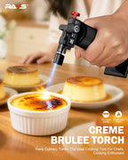 RAVS Butane Torch Lighter, DUAL Flame Mode Kitchen Torch with Adjustable Flame, Refillable Creme Brulee Torch for Baking, Cooking, Metal Body Soldering Torch, Black/Red, Butane Gas Not Included