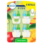 Febreze Plug In Air Freshener, Odor-Fighting Scented Oil Refill, Air Fresheners for Home and Bathroom and Kitchen, Long Lasting for Strong Odors, Mango Splash Scent, 0.87oz Refills, 4 Count